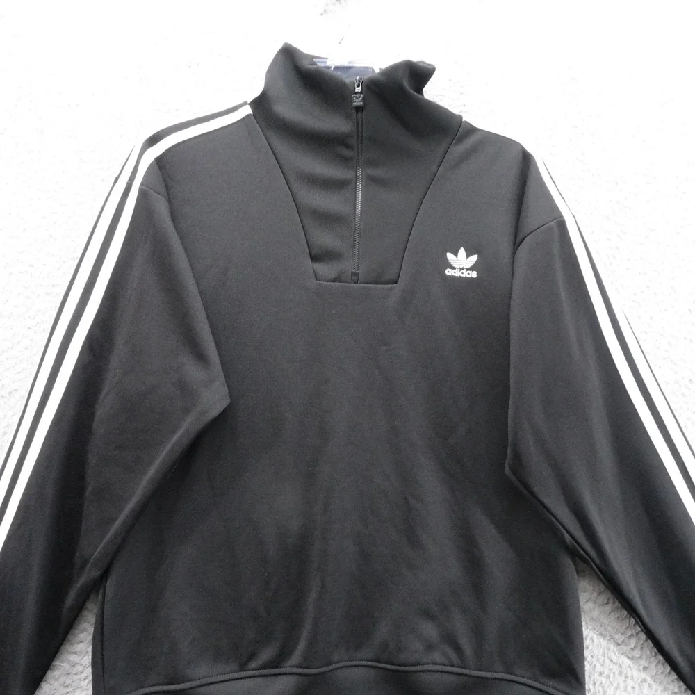 Adidas Funnelneck TT Track Jacket M Black Men Originals 3Stripe Zip Pullover NEW